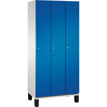 C+P Kleiderspind Cambio mit Standfuß 900 x 1.980 x 525 mm (B x H x T) 3 Abteile lichtgrau enzianblau Produktbild pa_produktabbildung_1 XL