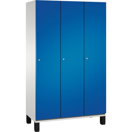 C+P Kleiderspind Cambio mit Standfuß 1.200 x 1.980 x 525 mm (B x H x T) 3 Abteile lichtgrau enzianblau Produktbild pa_produktabbildung_1 XL
