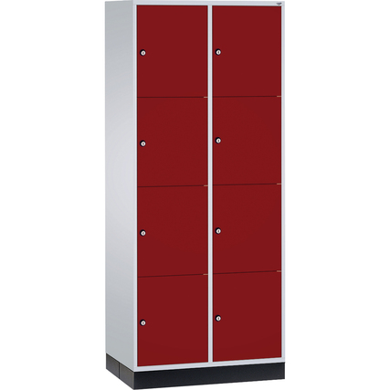 C+P Schließfachschrank Intro XL mit Sockel 820 x 1.950 x 600 mm (B x H x T) 8 Fächer rubinrot Produktbild pa_produktabbildung_1 XL