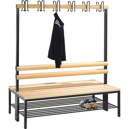 C+P Umkleidebank Basic mit Schuhrost 1.500 x 1.710 x 756 mm (B x H x T) 6 Doppelhaken Produktbild pa_produktabbildung_1 XL
