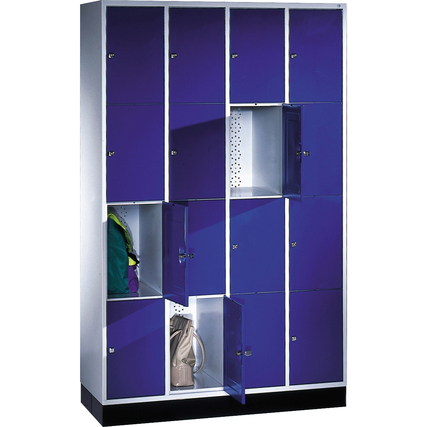C+P Schließfachschrank Intro mit Sockel 1.220 x 1.950 x 500 mm (B x H x T) 16 Fächer enzianblau Produktbild pa_produktabbildung_1 XL