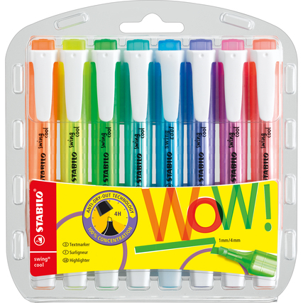 STABILO® Textmarker swing® cool 1-4mm farbig sortiert Keilspitze 8 St./Pack.