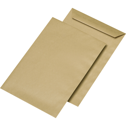Braune Versandtasche im DIN C5 Format ohne Fenster, auf einer flachen Fläche liegend.