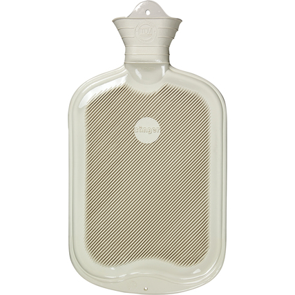 Wärmflasche in Weiß mit glatter und lamellierter Oberfläche für verschiedene Wärmeanwendungen.