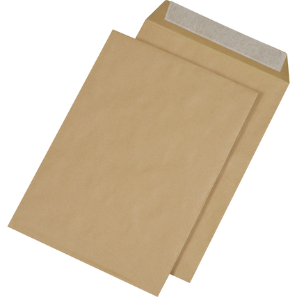 Braune Versandtaschen DIN B4 ohne Fenster, eine Packung mit 250 Stück.