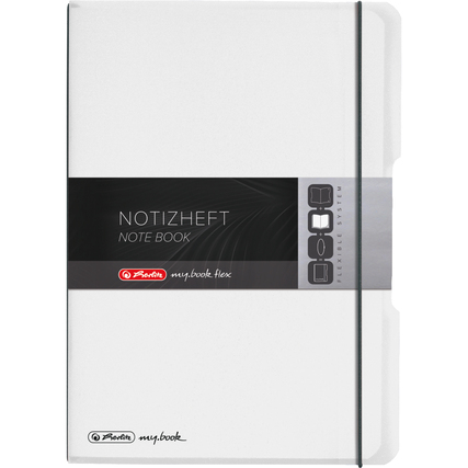 Weißes Notizheft im DIN A4-Format mit transparentem Cover und flexiblem Inhaltsdesign.