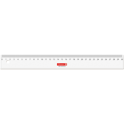 Transparentes Lineal mit Aufhängeloch und Messskala bis 30 cm.