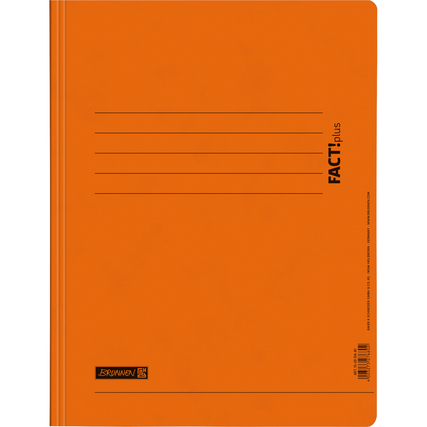 Schnellhefter in orange mit Linien zur Beschriftung auf der Vorderseite.