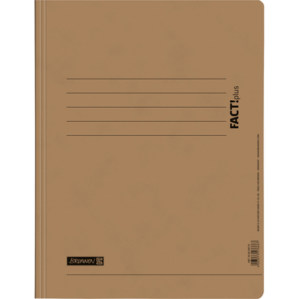 Brauner Schnellhefter mit linierten Textfeldern auf der Vorderseite.