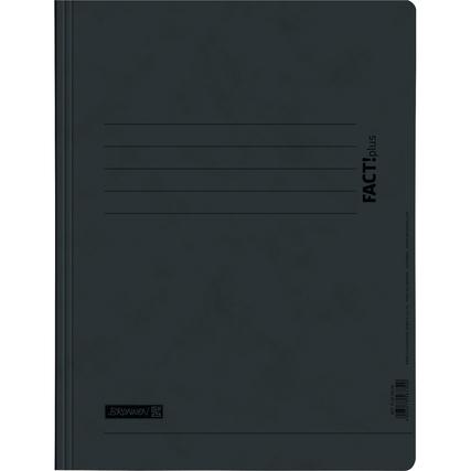 Schwarzer Schnellhefter mit linierten Beschriftungsfeldern auf der Vorderseite.