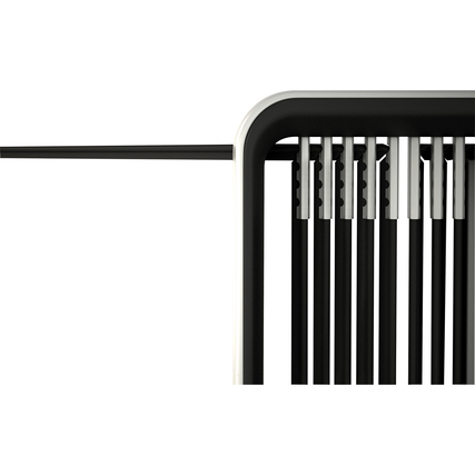 Sichttafelständer in Seitenansicht mit mehreren Tafeln in einer stabilen Halterung.