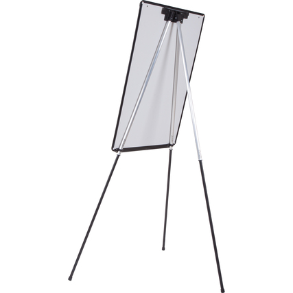 Mobiles Flipchart mit verstellbarer Papierhalterung und stabilen, klappbaren Beinen.
