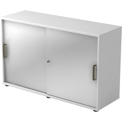 Hammerbacher Schiebetürenschrank 2 Ordnerhöhen weiß silber Produktbild pa_produktabbildung_1 XL