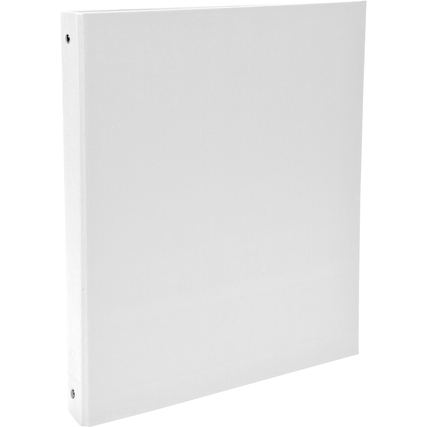 Weißes Ringbuch DIN A4 mit 4 Ringen und Rundmechanik, in aufrechter Position.
