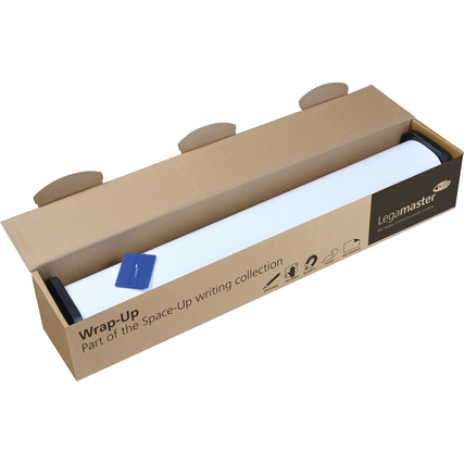 Whiteboardfolie in einer stabilem Verpackung, zur Verwendung als Schreibfläche.