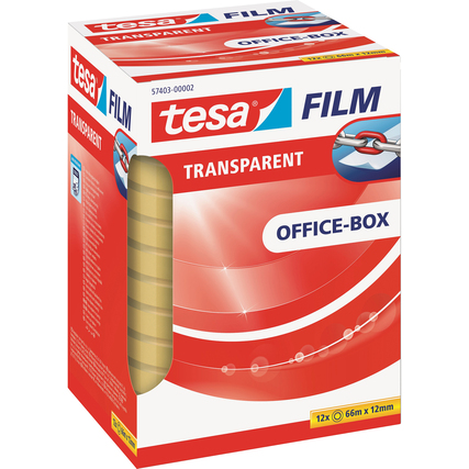 tesa® Klebefilm tesafilm® transparent Office-Box 12 mm x 66 m (B x L) 12 St./Pack. Produktbild pa_produktabbildung_1 XL
