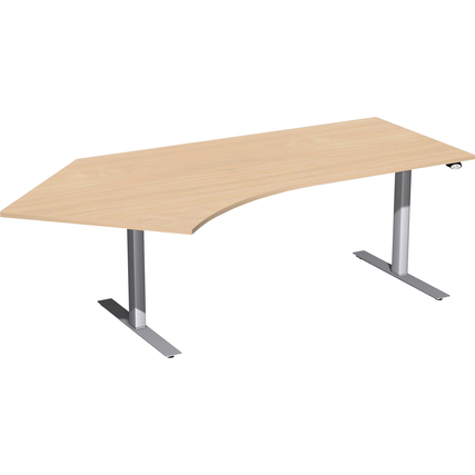 Geramöbel Schreibtisch Elektro Flex 2.166 x 650-1.250 x 800/1.131 mm (B x H x T) buche Freiform links Produktbild pa_produktabbildung_1 XL
