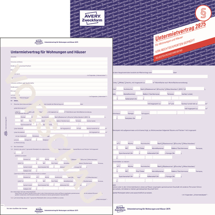 Avery Zweckform Mietvertrag 2875 DIN A4 selbstdurchschreibend 1 Durchschlag 2 x 5 Bl.