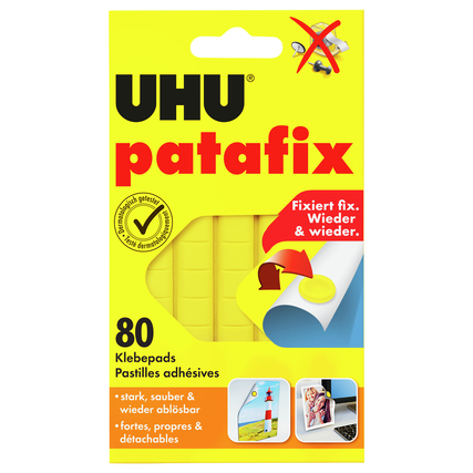 UHU® Klebepad patafix Fotos, Postkarten, Zeichnungen, Poster 10 x 10 mm (B x L) gelb 80 St./Pack.