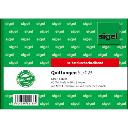 SIGEL Quittungsblock SD 023 Produktbild pa_produktabbildung_2 XL