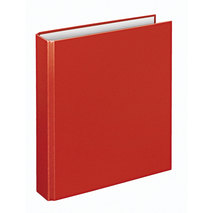 Rotes Ringbuch im DIN A5 Format mit D-Mechanik und zwei Ringen.