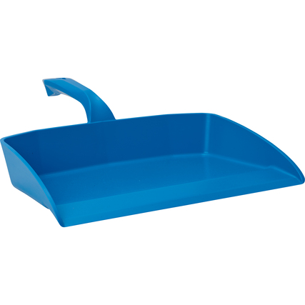 Blaue Kehrschaufel mit breiter Öffnung und ergonomischem Griff.