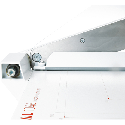 Nahaufnahme des Hebels und Messerschnittbereichs eines Hebelschneiders.