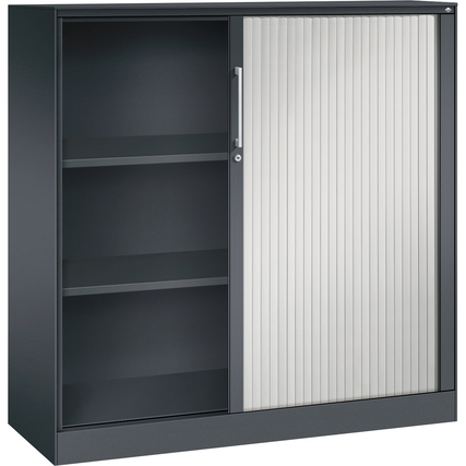 C+P Rollladenschrank Asisto 3 Ordnerhöhen 1.200 x 1.310 x 435 mm (B x H x T) schwarzgrau lichtgrau Produktbild pa_produktabbildung_1 XL