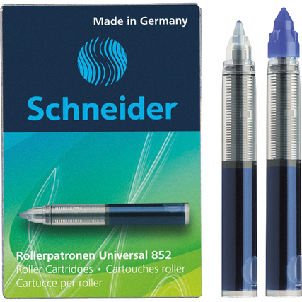 Nachfüllpatronen für Tintenroller in einer Packung mit zwei Patronen und deutscher Aufschrift.