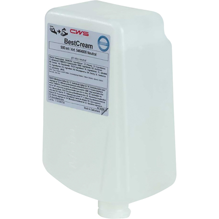 Weiße Flüssigseifenflasche mit Etikett und Spenderöffnung, 500 ml.