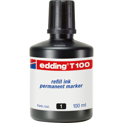 Schwarze Nachfülltinte in einer 100 ml Flasche mit Tropfendosierer für Marker.