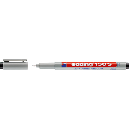 Schwarzer Folienstift mit silberner Kappe und Clip, teilweise sichtbar auf weißem Hintergrund.