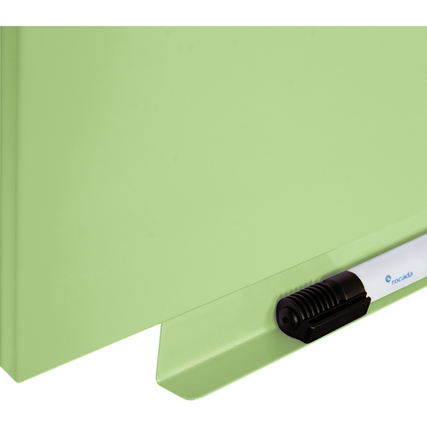 Grünes Whiteboard Skin im Anwendungsbeispiel mit einem Befestigungsclip am unteren Rand.