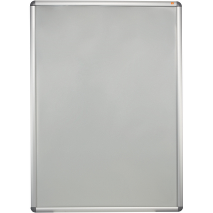Bilderwechselrahmen in silber mit entspiegelter PVC-Abdeckung für Dokumente im DIN A0-Format.