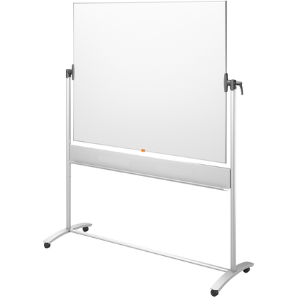 Mobiles Whiteboard auf Rollen mit einer Größe von 150 x 120 cm in Weiß und silbernem Gestell.