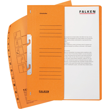 Falken Einhakhefter kaufmännische Heftung halb orange Produktbild pa_ohnedeko_1 XL