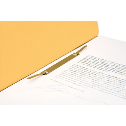 Ösenhefter mit Heftmechanismus in einer halb chamois farbigen Präsentationsmappe.