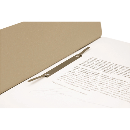 Grauer Ösenhefter mit Innenseite und einer Schriftseite, die leicht sichtbar ist.