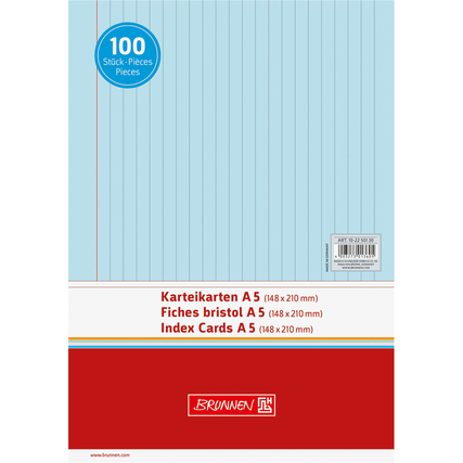 BRUNNEN Karteikarte DIN A5 quer liniert blau Produktbild pa_produktabbildung_2 XL