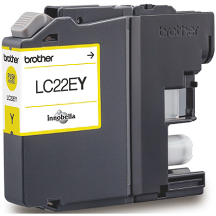 Gelbe Tintenpatrone LC-22EY XL in der Frontansicht mit deutlich sichtbarer Modellbezeichnung.