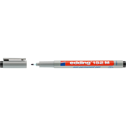 Schwarzer Folienstift mit Kappe und feiner Spitze auf weißem Hintergrund.
