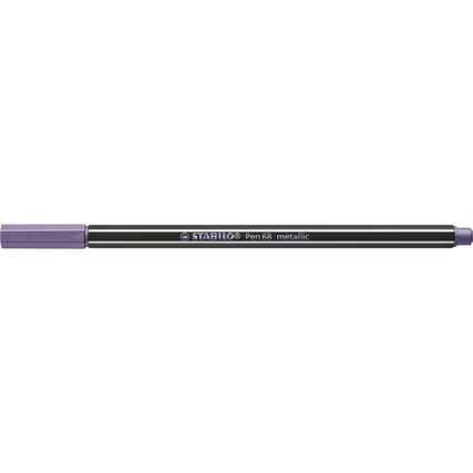 Violetter STABILO Pen 68 metallic mit schwarzer Umrandung und Farbkopf.