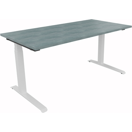 Schreibtisch all in one 1.600 x 645-1.275 x 800 mm (B x H x T) verkehrsweiß beton hell Produktbild pa_produktabbildung_1 XL