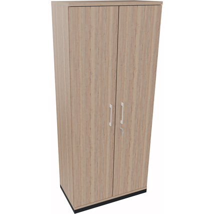 Flügeltürenschrank in anthrazit metallic und Eiche natur, 800 x 1.869 x 442 mm.