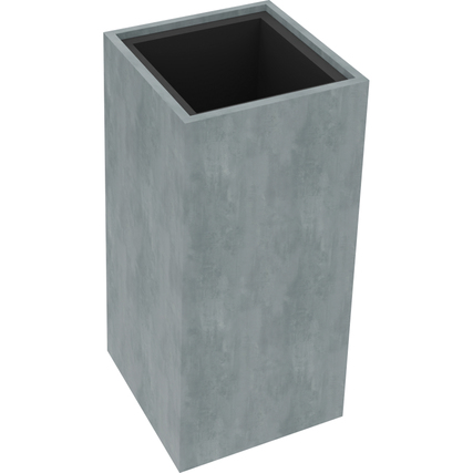 Heller, rechteckiger Blumentopf aus Beton mit einer Größe von 38 x 80 x 38 cm.