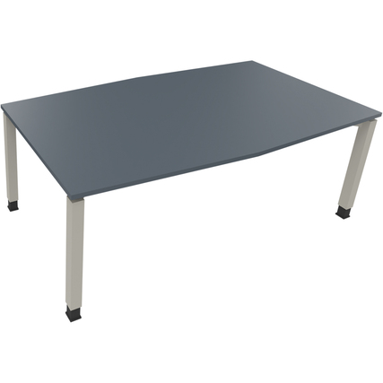 Konferenztisch communication 2.000 x 680-820 x 1.000/1.100 mm (B x H x T) silberaluminium lavagrau Produktbild pa_produktabbildung_1 XL