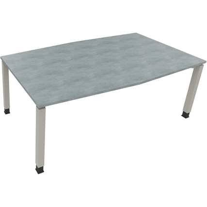 Konferenztisch communication 2.000 x 680-820 x 1.000/1.100 mm (B x H x T) silberaluminium beton hell Produktbild pa_produktabbildung_1 XL