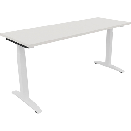 Schreibtisch all in one 1.600 x 650-850 x 600 mm (B x H x T) Flachkufe Quadratrohr diamant weiß verkehrsweiß Produktbild pa_produktabbildung_1 XL