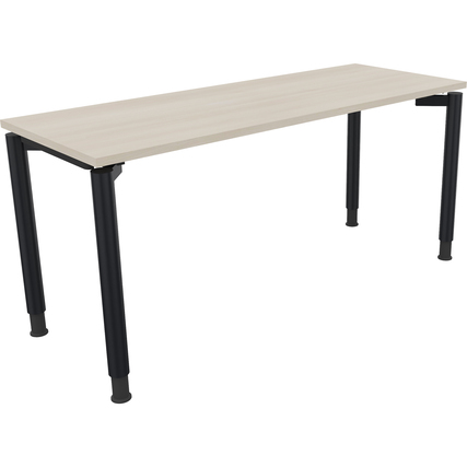 Schreibtisch all in one 1.600 x 680-820 x 600 mm (B x H x T) Vierfuß Rundrohr akazie hell anthrazit metallic Produktbild pa_produktabbildung_1 XL
