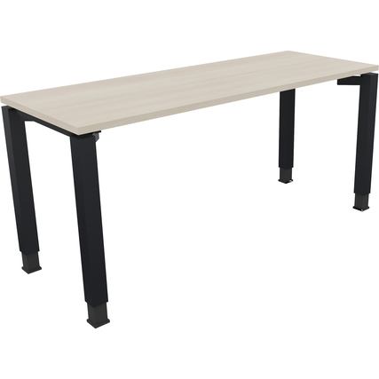 Schreibtisch all in one 1.600 x 680-820 x 600 mm (B x H x T) Vierfuß Quadratrohr akazie hell anthrazit metallic Produktbild pa_produktabbildung_1 XL